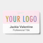 Pink-PVC-Name-Abzeichen mit Clip-Lanyard oder Roll Ausweis (Vorderseite)