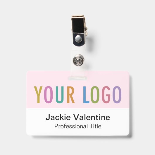 Pink-PVC-Name-Abzeichen mit Clip-Lanyard oder Roll Ausweis (Vorderseite mit Clip)