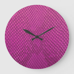 Pink Python: Schlange Hauttextur. Große Wanduhr