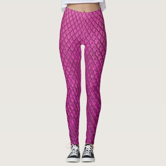 Pink Python: Schlange Hauttextur. Leggings (Vorderseite)