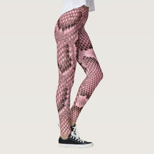 Pink Python Schlange Printwerbung Frauen Leggings (Rechts)