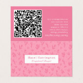 Pink QR Code Falted Business Cards Einfache Blume Visitenkarten (Außenseite Aufgefaltet)