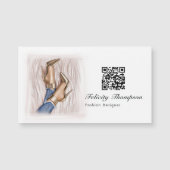 Pink QR-Code für Modedesigner Magnetkarte (Vorderseite)