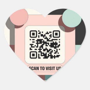 Pink-QR-Code Herz-Aufkleber