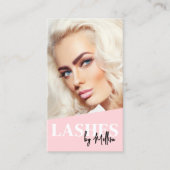 Pink QR Code Photo Lashes Vertical Visitenkarte (Vorderseite)