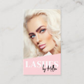 Pink QR Code Photo Lashes Vertical Visitenkarte (Vorderseite)