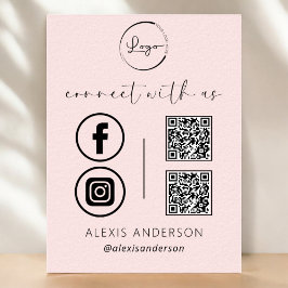 Pink QR Connect with US Business Logo Social Media Poster