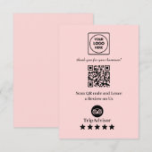 Pink QR | TripAdvisor-Bewertung Link Begleitkarte (Vorne/Hinten)