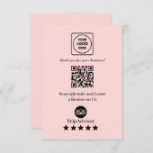 Pink QR | TripAdvisor Business Rating Link Begleitkarte (Vorne/Hinten)