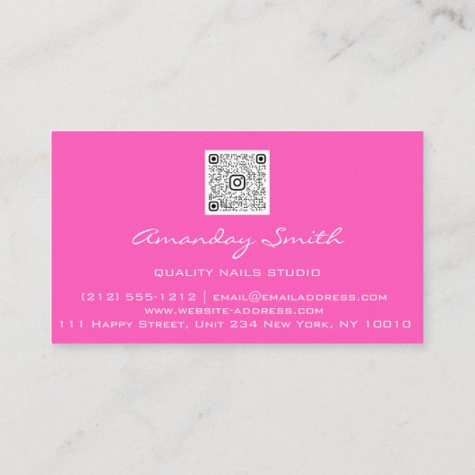 Pink Quality Lashes Skript QR-Logo Visitenkarte (Rückseite)