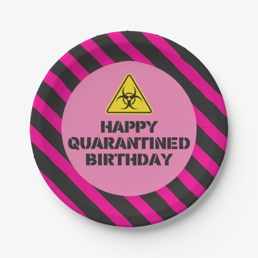 Pink Quarantäne Birthday Party Teller (Vorderseite)