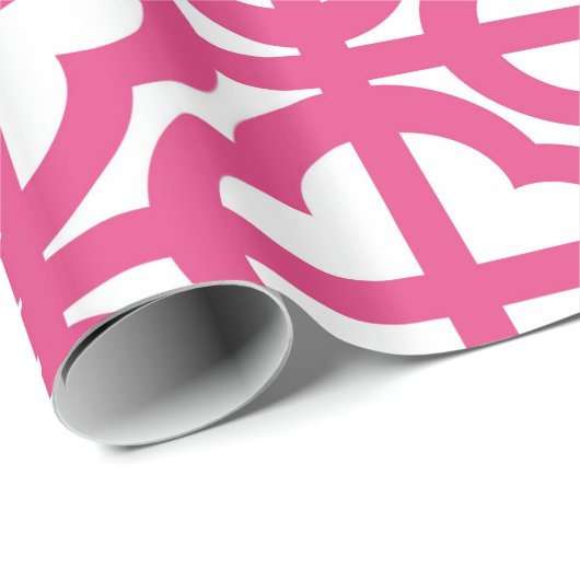 Pink Quaterfoil Gitter-Viertel-Packpapier Geschenkpapier (Rolleneckpunkt)