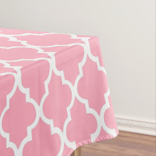 Pink Quatrefoil Fliesen Muster Tischdecke