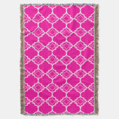 Pink Quatrefoil geometrisches Muster Decke (Vorderseite Vertikal)