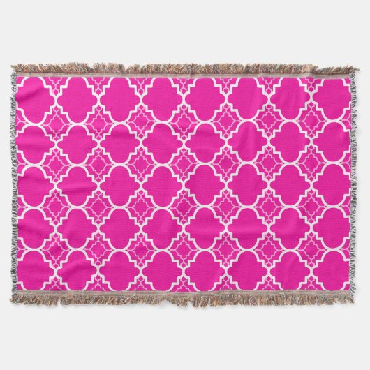 Pink Quatrefoil geometrisches Muster Decke (Vorderseite)
