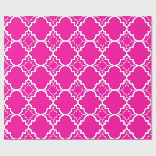 Pink Quatrefoil geometrisches Muster Geschenkpapier (Flach)