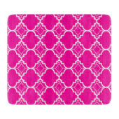 Pink Quatrefoil geometrisches Muster Schneidebrett (Vorderseite)
