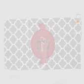 Pink Quatrefoil Personalisiert Golf Handtuch (Horizontal)