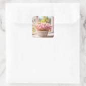 Pink Queen Anne's Lace Bouquet Quadratischer Aufkleber (Tasche)