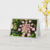 Pink Queen Anne's Spitzen-Blume mit grünen Folien Karte (Gelbe Blume)