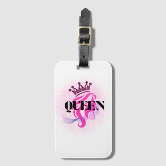 Pink Queen Crown Design – Confident Feminine Power Gepäckanhänger (Vorderseite Vertikal)