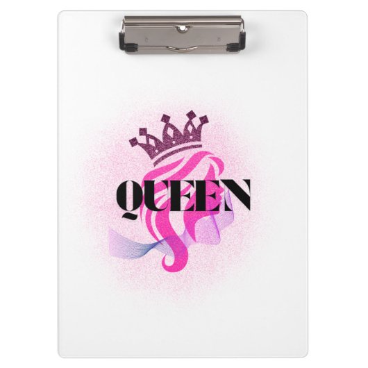 Pink Queen Crown Design – Confident Feminine Power Klemmbrett (Vorderseite)