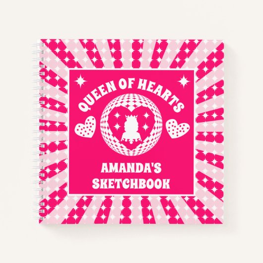 Pink Queen of Hearts Personalisiert Kids Sketchboo Notizblock (Vorderseite)