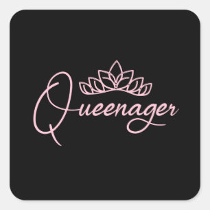 Pink Queenager Queen ager, Dramatiker Quadratischer Aufkleber