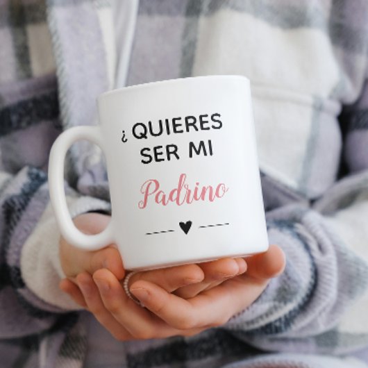 Pink Quieres Ser Mi Padrino GodVater Vorschlag Kaffeetasse