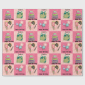 Pink Quilt Motif Geburtstag für sie hinzufügen Geschenkpapier (Flach)