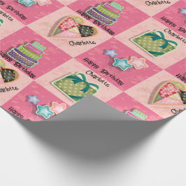 Pink Quilt Motif Geburtstag für sie hinzufügen Geschenkpapier