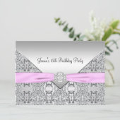 Pink Quinceanera 15. Geburtstagsparty Einladung (Stehend Vorderseite)