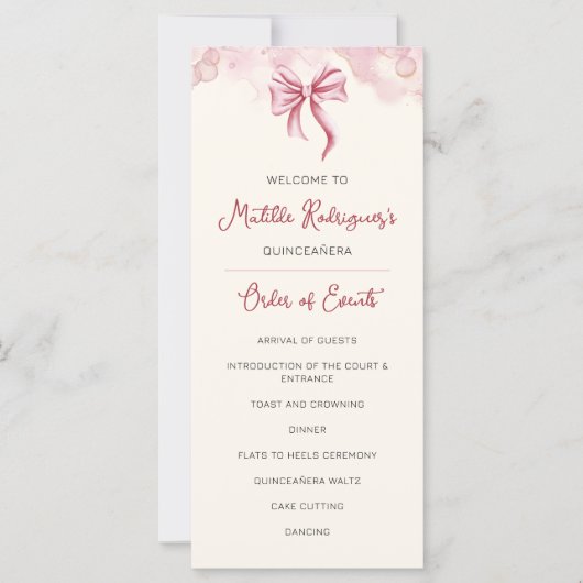 Pink Quinceañera Celebration Program (Vorderseite)