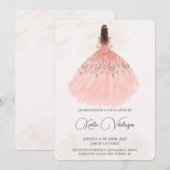 Pink Quinceañera Einladung (Vorne/Hinten)