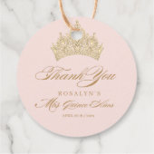 Pink Quinceanera Gold Tiara Geschenkanhänger (Rückseite)