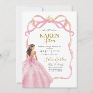 Pink Quinceanera Invitation Einladung