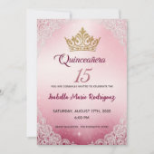 Pink Quinceañera Invitations Einladung (Vorderseite)