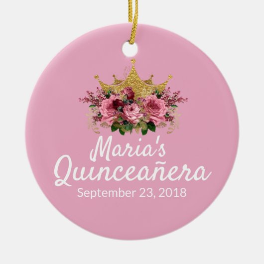Pink Quinceañera Keepake Ornament (Vorne)