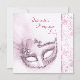 Pink Quinceanera Masquerade Party Einladung