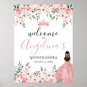 Pink Quinceanera Party Begrüßungszeichen Poster
