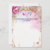 Pink Quinceañera Peony Ballgown Blume elegant Einladung (Rückseite)