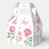Pink Quinceañera Schmetterling und Rose Blütenblüt Geschenkschachtel (Rückseite)