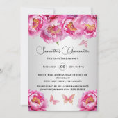 Pink Quinceañera Schmetterlingspflanze Blume Einladung (Vorderseite)