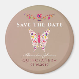 Pink Quinceañera Speichern Sie das Datum Magnet