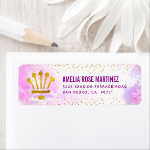 Pink Quinceañera Watercolor Gold Glitzer Adresse