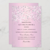 Pink Quinceanera Winter Wonderland Schneeflocken Einladung (Vorne/Hinten)