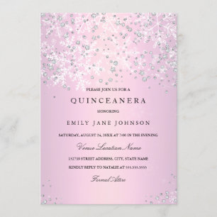 Pink Quinceanera Winter Wonderland Schneeflocken Einladung