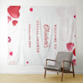 Pink &r ed heart Valentine Bridal Shower Welcome  Wandteppich (Beispiel (Horizontal))