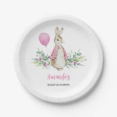 Pink Rabbit Babydusche Pappteller (Vorderseite)