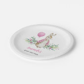 Pink Rabbit Babydusche Pappteller (Schrägansicht)